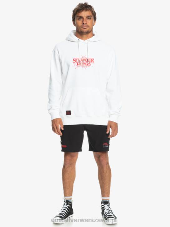 mężczyźni Quiksilver x Stranger Oficjalna bluza z kapturem z logo rzeczy 4DBV1807 biały