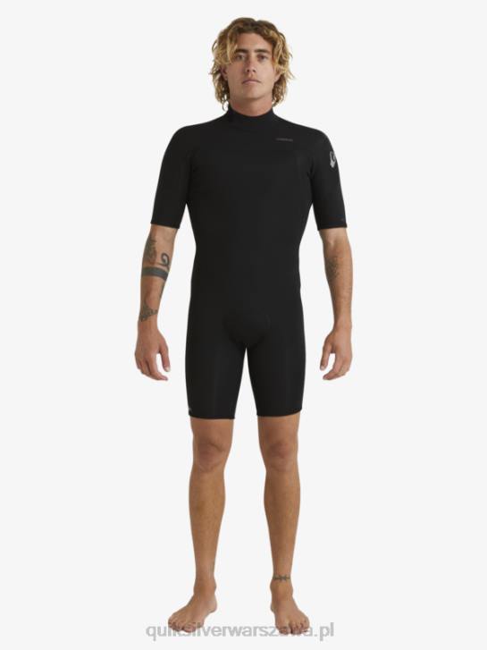 mężczyźni Quiksilver Kombinezon wiosenny z krótkimi rękawami i zamkiem błyskawicznym z tyłu o grubości 2/2 mm 4DBV1432 czarny