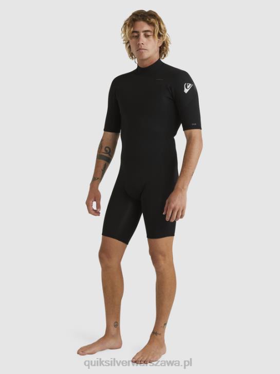 mężczyźni Quiksilver Kombinezon wiosenny z krótkimi rękawami i zamkiem błyskawicznym z tyłu o grubości 2/2 mm 4DBV1432 czarny