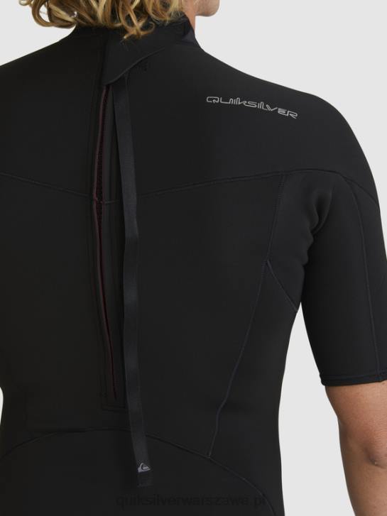 mężczyźni Quiksilver Kombinezon wiosenny z krótkimi rękawami i zamkiem błyskawicznym z tyłu o grubości 2/2 mm 4DBV1432 czarny