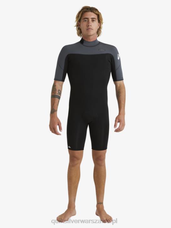 mężczyźni Quiksilver Kombinezon wiosenny z krótkimi rękawami i zamkiem błyskawicznym z tyłu o grubości 2/2 mm 4DBV1433 czarny/brązowy