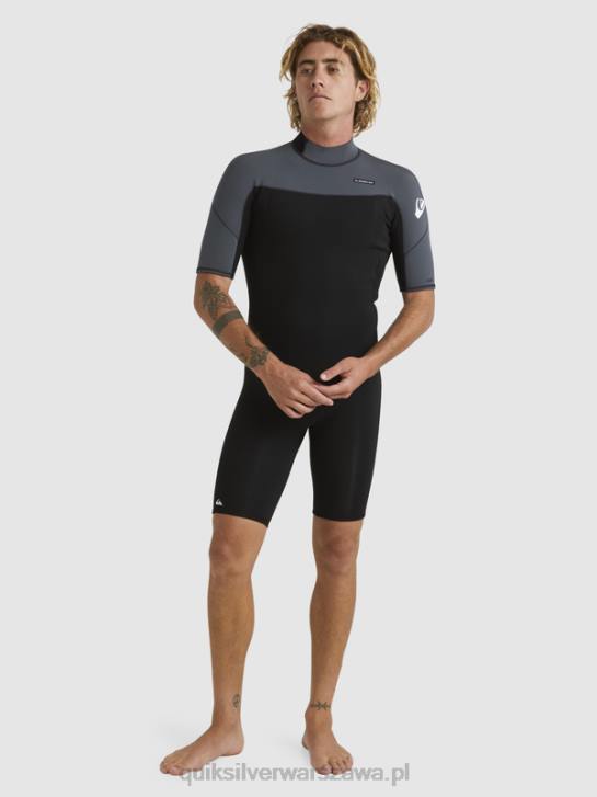 mężczyźni Quiksilver Kombinezon wiosenny z krótkimi rękawami i zamkiem błyskawicznym z tyłu o grubości 2/2 mm 4DBV1433 czarny/brązowy