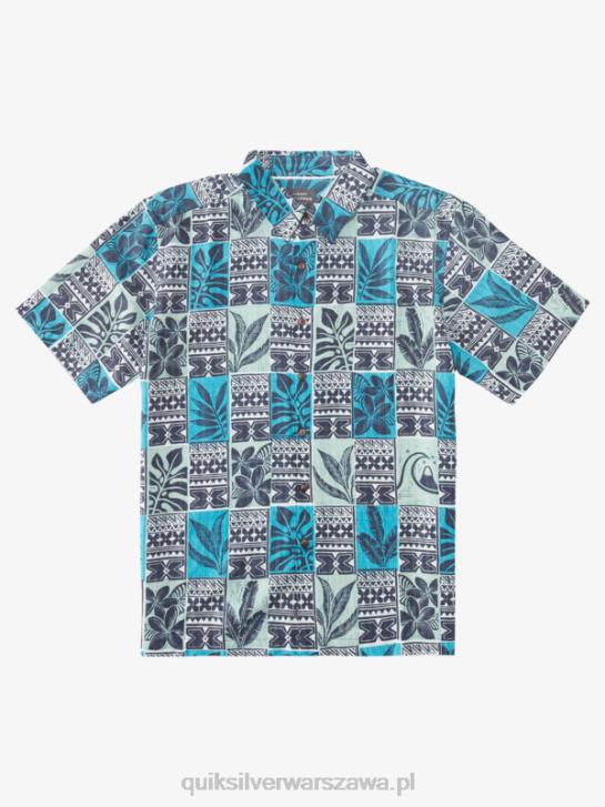 mężczyźni Quiksilver Koszula hawajska Waterman Leaf Box 4DBV915 niebieskie turkusowe pudełka na liście