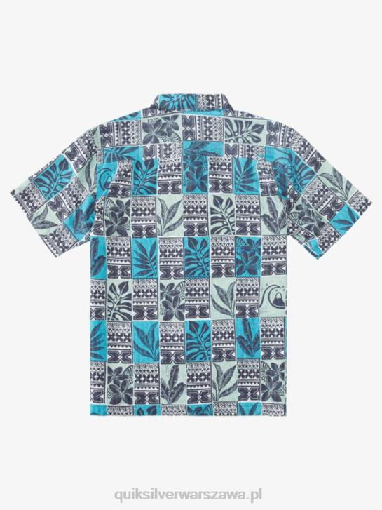 mężczyźni Quiksilver Koszula hawajska Waterman Leaf Box 4DBV915 niebieskie turkusowe pudełka na liście