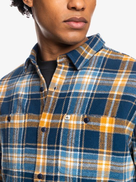 mężczyźni Quiksilver Nieustraszona flanelowa koszula z długim rękawem odkrywcy 4DBV1770 insygnia niebieski nieustraszony