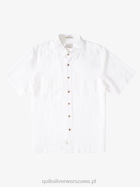 mężczyźni Quiksilver Waterman Tahiti Palms Premium przeciwzmarszczkowa koszula 4DBV867 biały