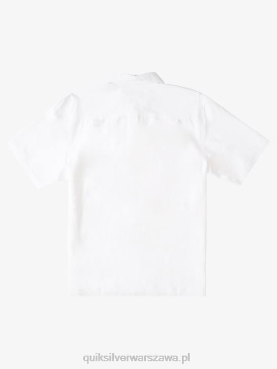 mężczyźni Quiksilver Waterman Tahiti Palms Premium przeciwzmarszczkowa koszula 4DBV867 biały