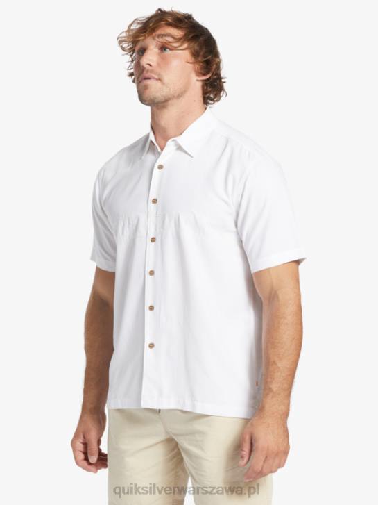 mężczyźni Quiksilver Waterman Tahiti Palms Premium przeciwzmarszczkowa koszula 4DBV867 biały
