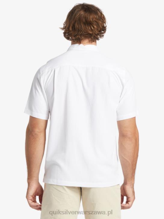 mężczyźni Quiksilver Waterman Tahiti Palms Premium przeciwzmarszczkowa koszula 4DBV867 biały