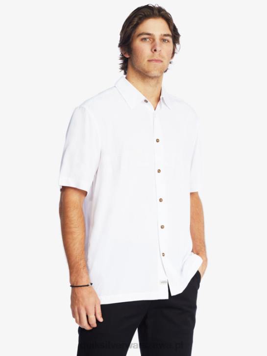 mężczyźni Quiksilver Waterman Tahiti Palms Premium przeciwzmarszczkowa koszula 4DBV867 biały