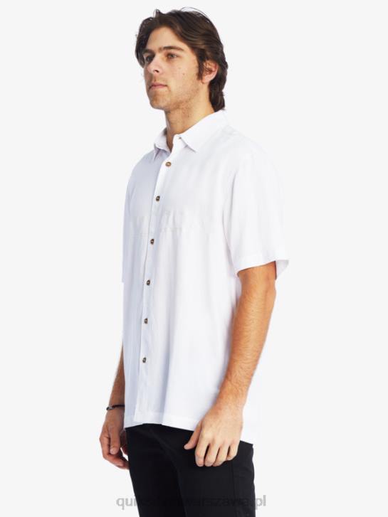 mężczyźni Quiksilver Waterman Tahiti Palms Premium przeciwzmarszczkowa koszula 4DBV867 biały