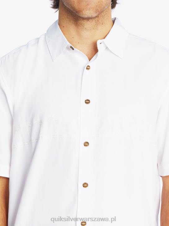 mężczyźni Quiksilver Waterman Tahiti Palms Premium przeciwzmarszczkowa koszula 4DBV867 biały
