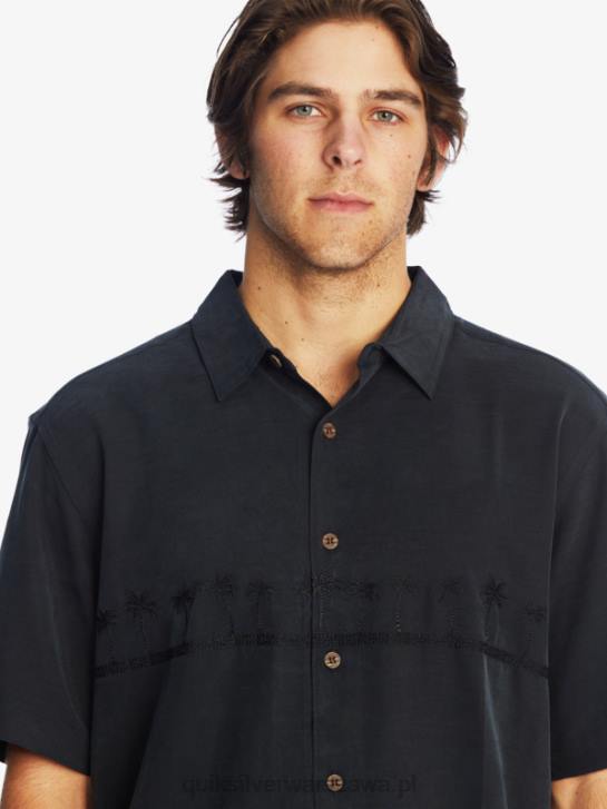 mężczyźni Quiksilver Waterman Tahiti Palms Premium przeciwzmarszczkowa koszula 4DBV868 czarny