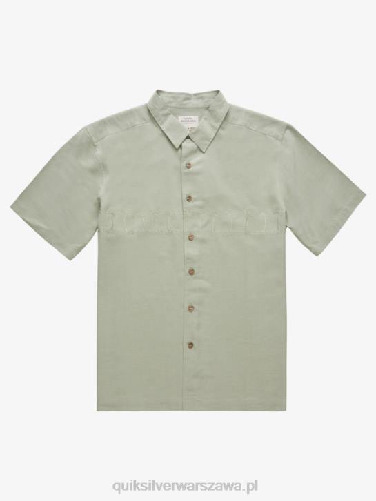 mężczyźni Quiksilver Waterman Tahiti Palms Premium przeciwzmarszczkowa koszula 4DBV871 herbata