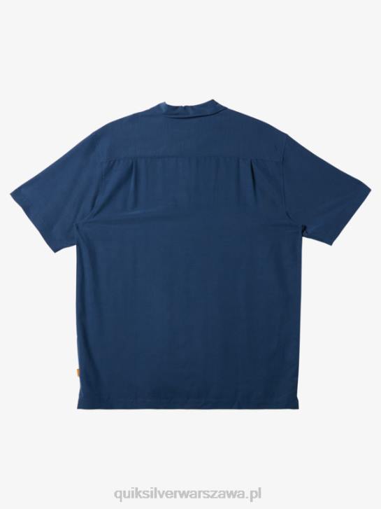 mężczyźni Quiksilver Waterman Tahiti Palms Premium przeciwzmarszczkowa koszula 4DBV872 chorąży niebieski