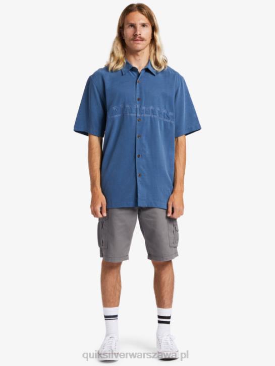 mężczyźni Quiksilver Waterman Tahiti Palms Premium przeciwzmarszczkowa koszula 4DBV872 chorąży niebieski