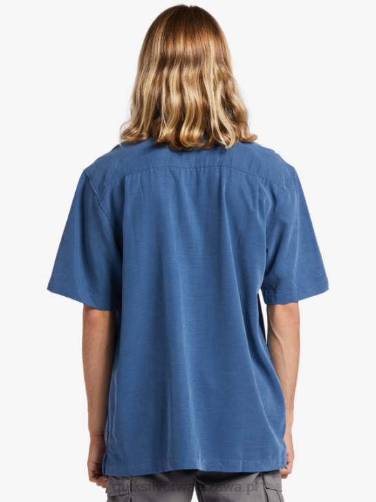 mężczyźni Quiksilver Waterman Tahiti Palms Premium przeciwzmarszczkowa koszula 4DBV872 chorąży niebieski