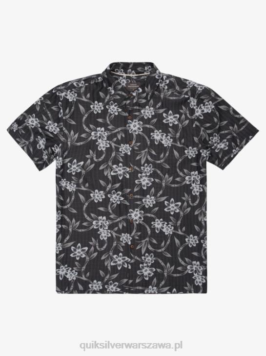 mężczyźni Quiksilver Waterman Twisted Flow koszula z krótkim rękawem 4DBV1352 czarny skręcony przepływ