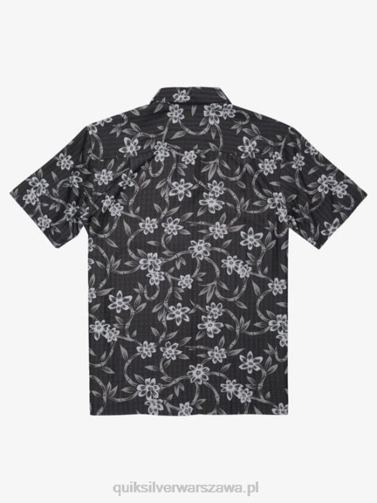 mężczyźni Quiksilver Waterman Twisted Flow koszula z krótkim rękawem 4DBV1352 czarny skręcony przepływ