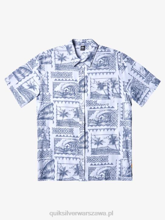 mężczyźni Quiksilver Waterman kailua cruiser techniczna koszulka surfingowa upf 50 z krótkim rękawem 4DBV156 szaro-niebieska kailua