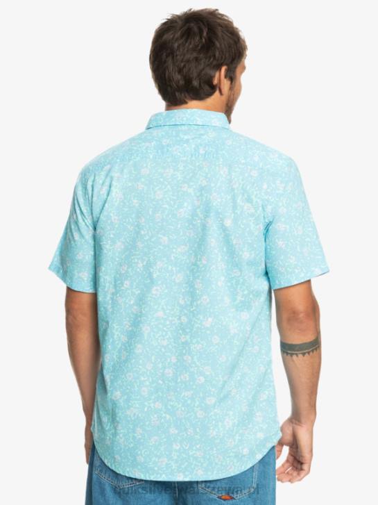mężczyźni Quiksilver delikatna koszula z krótkim rękawem 4DBV1230 błękitny łagodny meszek