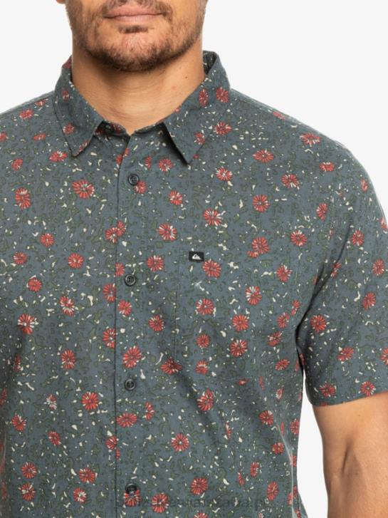 mężczyźni Quiksilver delikatna koszula z krótkim rękawem 4DBV1231 ciemny łupek łagodny fuzz