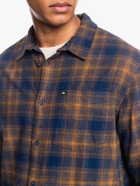 mężczyźni Quiksilver flanelowa koszula ganaway ze stretchem z długimi rękawami 4DBV1767 niebieski ganaway z insygniami