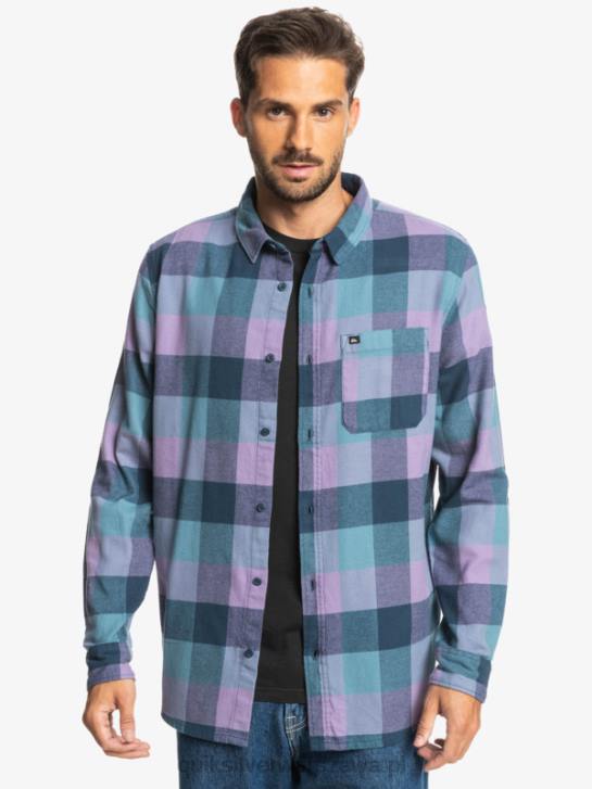 mężczyźni Quiksilver flanelowa koszula z długim rękawem marki Motherfly 4DBV1572 niebieska mucha z insygniami