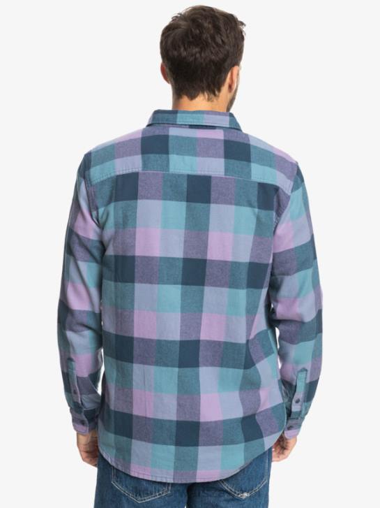 mężczyźni Quiksilver flanelowa koszula z długim rękawem marki Motherfly 4DBV1572 niebieska mucha z insygniami