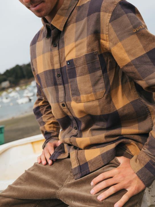 mężczyźni Quiksilver flanelowa koszula z długim rękawem marki Motherfly 4DBV1574 motyl z brązowego cukru
