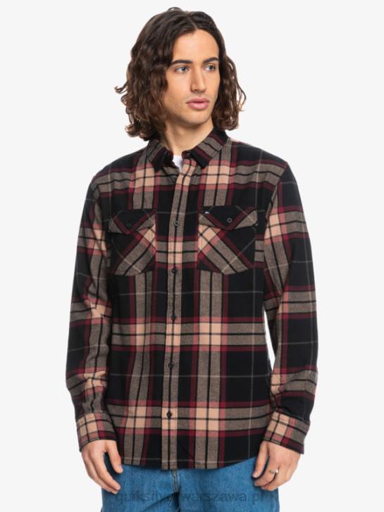 mężczyźni Quiksilver flanelowa koszula z długimi rękawami w kolorze lipy 4DBV1428 strecz z czarnej lipy