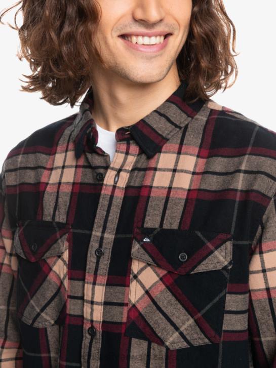mężczyźni Quiksilver flanelowa koszula z długimi rękawami w kolorze lipy 4DBV1428 strecz z czarnej lipy