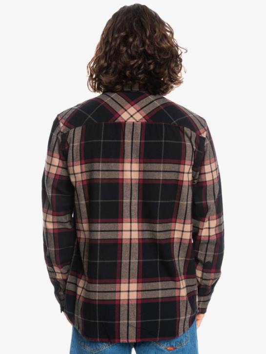 mężczyźni Quiksilver flanelowa koszula z długimi rękawami w kolorze lipy 4DBV1428 strecz z czarnej lipy