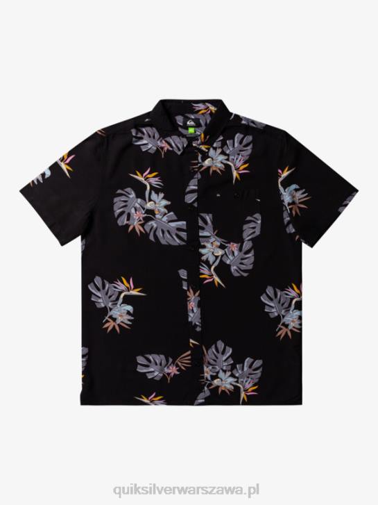 mężczyźni Quiksilver kwiecistą koszulę z krótkim rękawem 4DBV649 czarne kwiatki ss