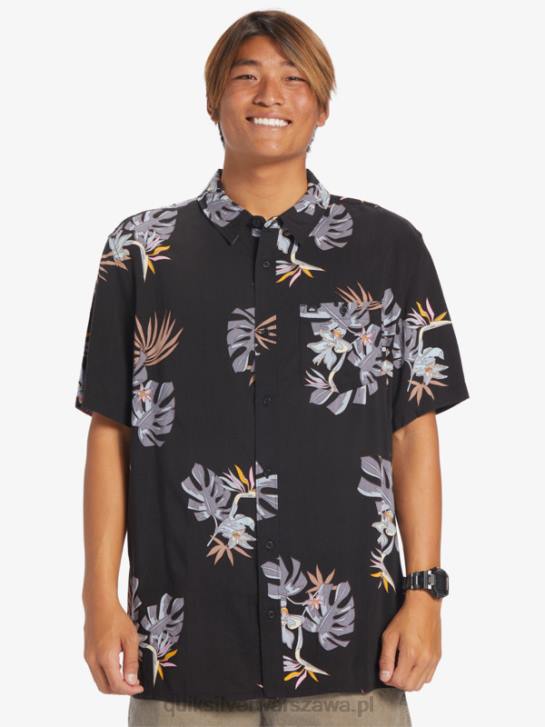 mężczyźni Quiksilver kwiecistą koszulę z krótkim rękawem 4DBV649 czarne kwiatki ss