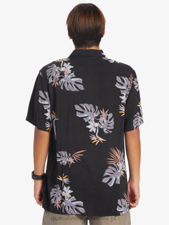 mężczyźni Quiksilver kwiecistą koszulę z krótkim rękawem 4DBV649 czarne kwiatki ss