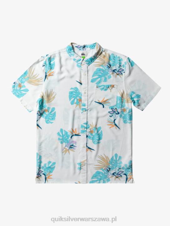 mężczyźni Quiksilver kwiecistą koszulę z krótkim rękawem 4DBV650 śnieżnobiałe kwiatki ss