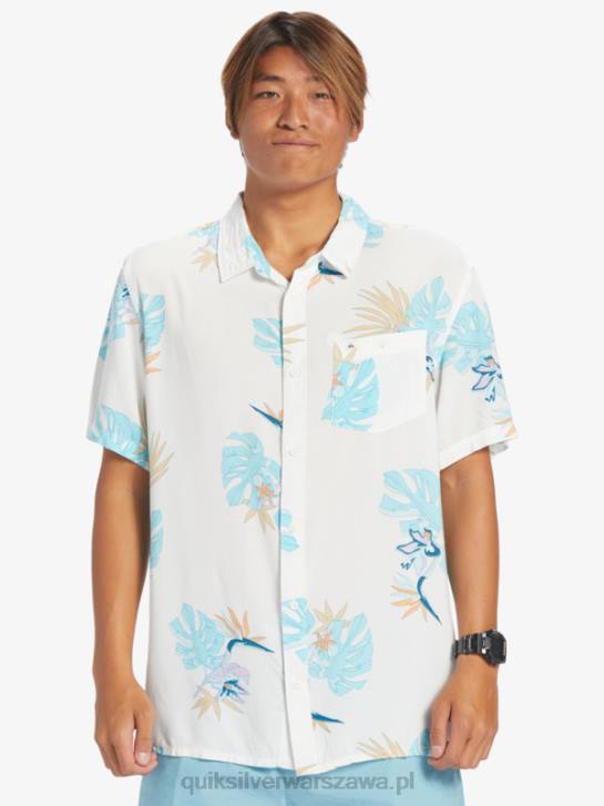mężczyźni Quiksilver kwiecistą koszulę z krótkim rękawem 4DBV650 śnieżnobiałe kwiatki ss