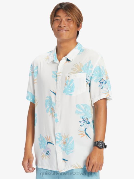 mężczyźni Quiksilver kwiecistą koszulę z krótkim rękawem 4DBV650 śnieżnobiałe kwiatki ss