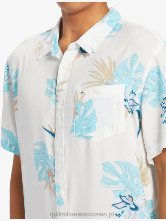mężczyźni Quiksilver kwiecistą koszulę z krótkim rękawem 4DBV650 śnieżnobiałe kwiatki ss