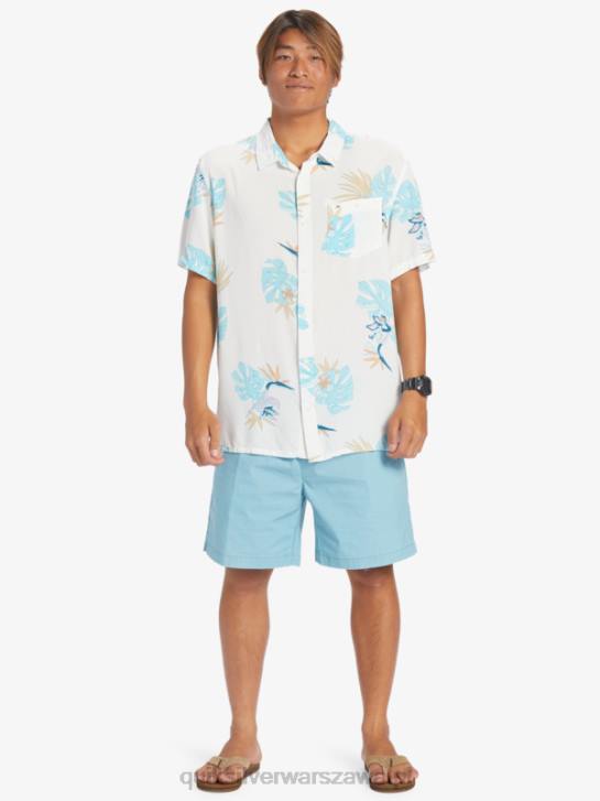 mężczyźni Quiksilver kwiecistą koszulę z krótkim rękawem 4DBV650 śnieżnobiałe kwiatki ss