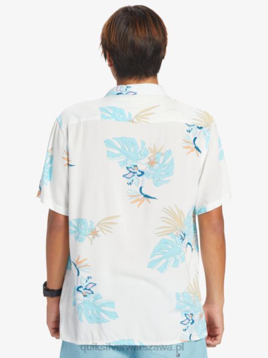 mężczyźni Quiksilver kwiecistą koszulę z krótkim rękawem 4DBV650 śnieżnobiałe kwiatki ss