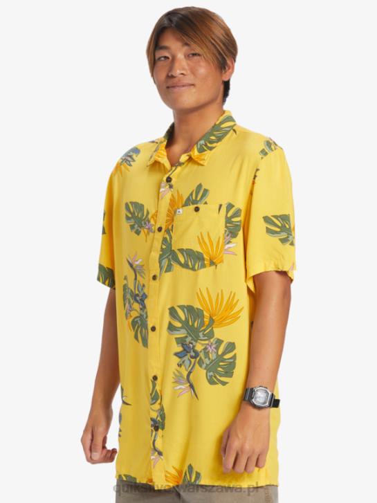 mężczyźni Quiksilver kwiecistą koszulę z krótkim rękawem 4DBV651 żółtko kwiatowy ss