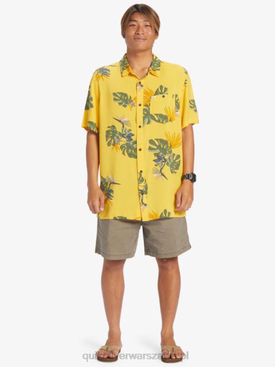 mężczyźni Quiksilver kwiecistą koszulę z krótkim rękawem 4DBV651 żółtko kwiatowy ss