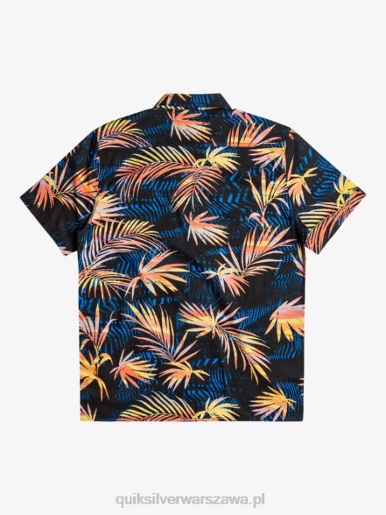 mężczyźni Quiksilver podarta bawełniana koszula z krótkim rękawem 4DBV1239 czarne podarte