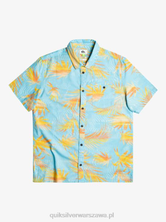 mężczyźni Quiksilver podarta bawełniana koszula z krótkim rękawem 4DBV1240 rozdarty błękit nieba