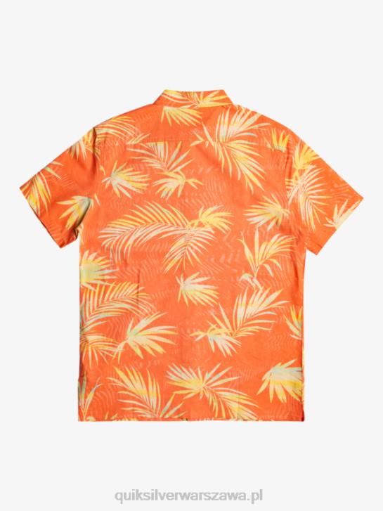 mężczyźni Quiksilver podarta bawełniana koszula z krótkim rękawem 4DBV1241 rozdarty świeży łosoś