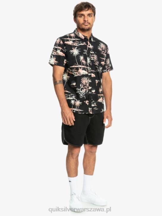 mężczyźni Quiksilver przewiewna bawełniana koszulka z krótkim rękawem 4DBV1369 czarny strumień powietrza