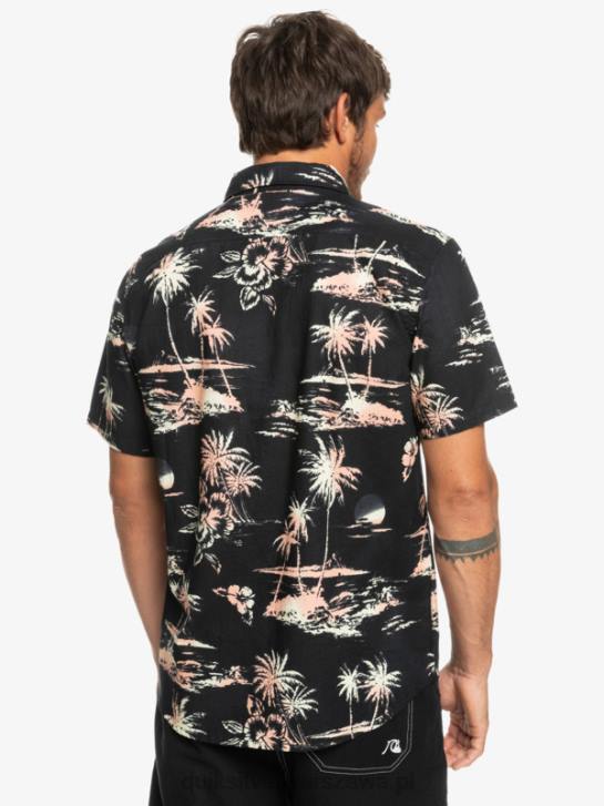 mężczyźni Quiksilver przewiewna bawełniana koszulka z krótkim rękawem 4DBV1369 czarny strumień powietrza