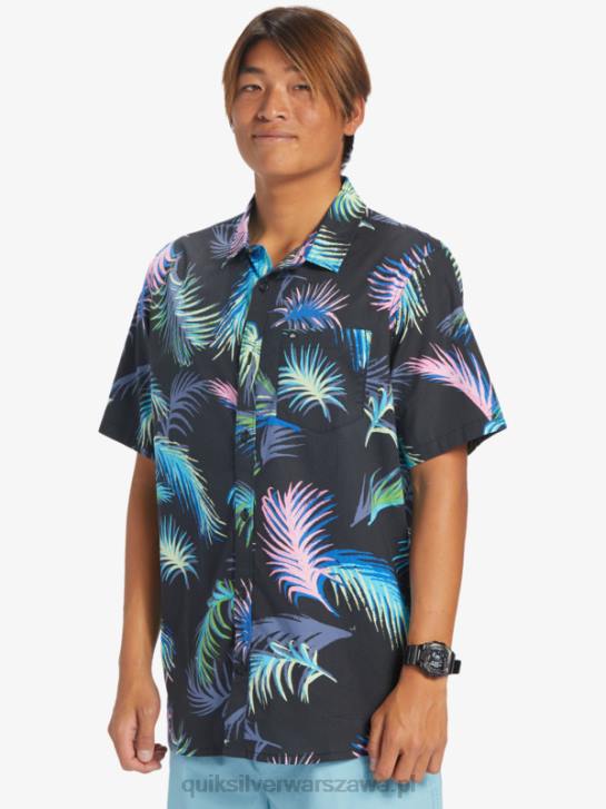 mężczyźni Quiksilver tropikalna koszula z krótkim rękawem 4DBV551 czarna tropikalna usterka